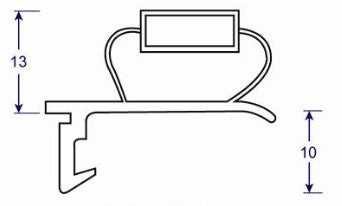 Fridge Seal Profile with 10mm Hook, 13mm Tall