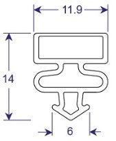 Seal profile cross section drawing, for ice machines