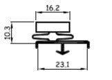 Drawing of Fridge Seal Profile KW191, 23.1mm wide by 10.3mm tall