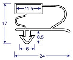 Seal Profile Drawing, 17mm Tall, 24mm Wide and 6mm Arrowhead 