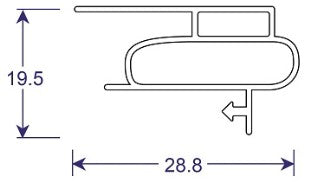 Drawing of Seal Profile Cross Section 19.5mm by 28.8mm seal 